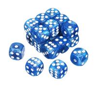 sourcing map 24Pcs 6 Sided Colored Standard Dice, 16mm Acrylic D6 Mini Polyhedral Pearl Pattern Game Dice Set for Table Games, Blue/White Point