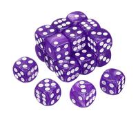 sourcing map 24Pcs 6 Sided Colored Standard Dice, 16mm Acrylic D6 Mini Polyhedral Pearl Pattern Game Dice Set for Table Games, Purple/White Point