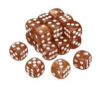 sourcing map 24Pcs 6 Sided Colored Standard Dice, 16mm Acrylic D6 Mini Polyhedral Pearl Pattern Game Dice Set for Table Games, Brown/White Point