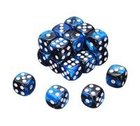 sourcing map 24Pcs 6 Sided Colored Standard Dice, 16mm Acrylic D6 Mini Polyhedral Pearl Pattern Two Tone Colors Game Dice Set for Table Games, Black/Blue, White Point