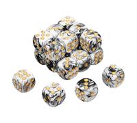 sourcing map 24Pcs 6 Sided Colored Standard Dice, 16mm Acrylic D6 Mini Polyhedral Pearl Pattern Two Tone Colors Game Dice Set for Table Games, Black/White, Gold Point
