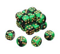 sourcing map 24Pcs 6 Sided Colored Standard Dice, 16mm Acrylic D6 Mini Polyhedral Pearl Pattern Two Tone Colors Game Dice Set for Table Games, Black/Green, Gold Point
