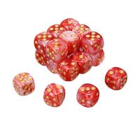 sourcing map 24Pcs 6 Sided Colored Standard Dice, 16mm Acrylic D6 Mini Polyhedral Pearl Pattern Two Tone Colors Game Dice Set for Table Games, Red/White, Gold Point