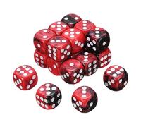 sourcing map 24Pcs 6 Sided Colored Standard Dice, 16mm Acrylic D6 Mini Polyhedral Pearl Pattern Two Tone Colors Game Dice Set for Table Games, Black/Red, White Point