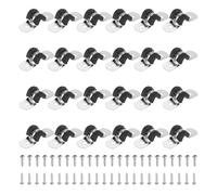 sourcing map 24Pcs 6mm(1/4") Cable Clamp, 304 Stainless Steel Rubber Coated Cushion Insulated Cable Clamps U Holder Pipe Strap with M3x16mm Screws for Tube Hose Wire Installation, Black