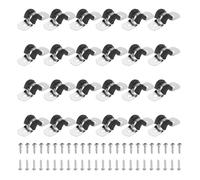 sourcing map 24Pcs 8mm(5/16") Cable Clamp, 304 Stainless Steel Rubber Coated Cushion Insulated Cable Clamps U Holder Pipe Strap with M3x16mm Screws for Tube Hose Wire Installation, Black