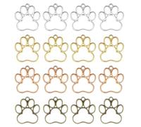 sourcing map 24Pcs Alloy Open Bezel Pendants, Paw Open Back Hollow Frame Pendant Geometric for Resin Jewelry Making Earrings Necklace Bracelet DIY, Mixed Color