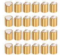 sourcing map 24pcs Aluminized Plastic Disc Top Caps, 20/410 Replacement Press Caps Durable Dispensing Lids for Squeeze Bottles, Refillable Bottles, Plastic, Empty, Shampoo, Gold White