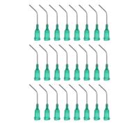 sourcing map 24pcs Blunt Tip Dispensing Needle 18 Gauge 1 Inch Screw Interface Bent Flow Design Bent Dispensing Tips with Luer Lock for Adhesive Glue Dispensing, Green