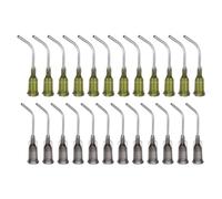 sourcing map 24pcs Blunt Tip Dispensing Needles 14G 16G 45 Degrees Bent Dispensing Tips 1" End Angled Dispenser Needle with Luer Elbow Blunt Needle for Oil or Glue Applicator, Olive, Gray