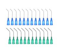 sourcing map 24pcs Blunt Tip Dispensing Needles 18G 22G 45 Degrees Bent Dispensing Tips 1" End Angled Dispenser Needle with Luer Elbow Blunt Needle for Oil or Glue Applicator, Green, Blue
