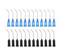 sourcing map 24pcs Blunt Tip Dispensing Needles 19G 22G 45 Degrees Bent Dispensing Tips 1" End Angled Dispenser Needle with Luer Elbow Blunt Needle for Oil or Glue Applicator, Black, Blue