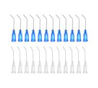 sourcing map 24pcs Blunt Tip Dispensing Needles 22G 27G 45 Degrees Bent Dispensing Tips 1" End Angled Dispenser Needle with Luer Elbow Blunt Needle for Oil or Glue Applicator, Blue, Transparent