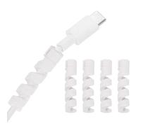 sourcing map 24Pcs Charger Cable Protector, Silicone Flexible Spiral Cable Cover Saver, Wire Cord Organizer Wrap Accessories for Cell Phone Headphone Laptop Earphone Mouse, White