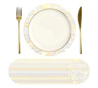 sourcing map 24Pcs Disposable Round Placemats, 10cm Chargers Place Mats Metallic Thin Mesh Table Mates Pressed Foil Table Doilies for Dining Table Wedding Birthday Party Home Decor, Black Gold