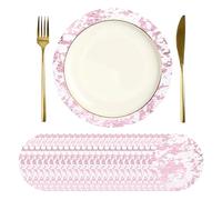 sourcing map 24Pcs Disposable Round Placemats, 10cm Chargers Place Mats Metallic Thin Mesh Table Mates Pressed Foil Table Doilies for Dining Table Wedding Birthday Party Home Decor, Pink