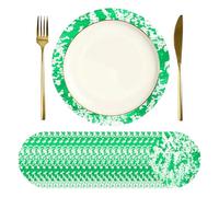 sourcing map 24Pcs Disposable Round Placemats, 17cm Chargers Place Mats Metallic Thin Mesh Table Mates Pressed Foil Table Doilies for Dining Table Wedding Birthday Party Home Decor, Green