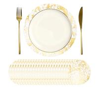 sourcing map 24Pcs Disposable Round Placemats, 33cm Chargers Place Mats Metallic Thin Mesh Table Mates Pressed Foil Table Doilies for Dining Table Wedding Birthday Party Home Decor, Gold