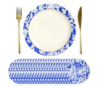 sourcing map 24Pcs Disposable Round Placemats, 33cm Chargers Place Mats Metallic Thin Mesh Table Mates Pressed Foil Table Doilies for Dining Table Wedding Birthday Party Home Decor, Blue