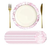 sourcing map 24Pcs Disposable Round Placemats, 33cm Chargers Place Mats Metallic Thin Mesh Table Mates Pressed Foil Table Doilies for Dining Table Wedding Birthday Party Home Decor, Pink