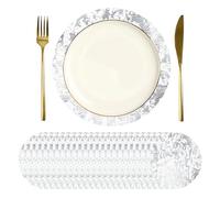 sourcing map 24Pcs Disposable Round Placemats, 33cm Chargers Place Mats Metallic Thin Mesh Table Mates Pressed Foil Table Doilies for Dining Table Wedding Birthday Party Home Decor, Silver