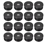 sourcing map 24Pcs Inserts for Round Tubes with M8 Thread, for 38mm/1.5" OD Round Tube, Round Black Plastic Plug Caster Insert Chair End Caps Furniture Leg Plug