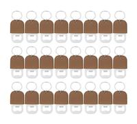 sourcing map 24Pcs Leather Bottle Opener, 10.6x4.5cm Stainless Steel Flat Beer Bottle Opener Keychain Soda Bottle Opener Key Chain Sublimation for Gift, Brown