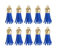 sourcing map 24Pcs Leather Tassel Keychain Charm Bulk for Pendant Bracelet Jewelry Making DIY Craft Decoration(1.5 Inch), Sapphire Blue/Gold Cap