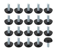 sourcing map 24Pcs M6 Thread Furniture Feet Levelers, 23x18mm Adjustable Leveling Table Feet, Screw on Furniture Glide Leveling for Chair Stool Legs, Black