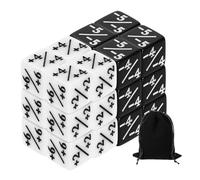 sourcing map 24Pcs Magic Dice Counters, Acrylic D6 Life Token Dice Set with Pouch for Standard Cards Gaming Accessories, White, Black