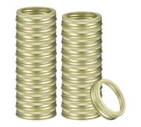 sourcing map 24pcs Mason Jar Seals 70mm Tinplate Split-Type Leak-proof Metal Canning Rings for Storage Bottle Home Canning and Food Storage, Gold