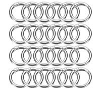 sourcing map 24pcs Metal Spring O Rings 0.7" Trigger Spring Keyrings Buckle Round Snap Clip for DIY Keychains Bag Purse Handbag, Silver Tone