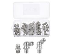 sourcing map 24pcs Nickel-Plated Steel Straight and Angled Grease Fitting 1/4"-28 Thread Straight 90 Degree 45 Degree Hydraulic Grease Nipple Accessories