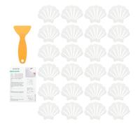 sourcing map 24Pcs Non-Slip Bathtub Stickers, 9x7 cm Shell Shape Shower Floor Non Slip Stickers with Scraper for Bathroom Shower Stairs Ladders, White