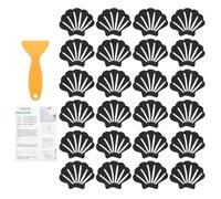 sourcing map 24Pcs Non-Slip Bathtub Stickers, 9x7 cm Shell Shape Shower Floor Non Slip Stickers with Scraper for Bathroom Shower Stairs Ladders, Black