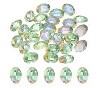 sourcing map 24Pcs Oval Pointed Back Rhinestone, 10 x 14mm Oval Faceted Glass Rhinestone Gems Pointed Back Faceted Glass Beads for Jewelry Making DIY Crafts Shoes Crystal, Moon Grass Green