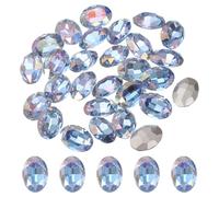 sourcing map 24Pcs Oval Pointed Back Rhinestone, 10 x 14mm Oval Faceted Glass Rhinestone Gems Pointed Back Faceted Glass Beads for Nail DIY Jewelry Making Crafts Shoes Crystal, Moon Blue