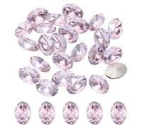sourcing map 24Pcs Oval Pointed Back Rhinestone, 10 x 14mm Oval Faceted Glass Rhinestone Gems, Silver Plated Faceted Glass Beads for Nail DIY Jewelry Making Crafts Shoes Crystal, Light Pink