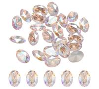 sourcing map 24Pcs Oval Pointed Back Rhinestone, 10 x 14mm Oval Faceted Glass Rhinestone Gems, Silver Plated Faceted Glass Beads for Nail DIY Jewelry Making Crafts Shoes Crystal, AB Champagne