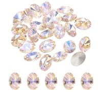 sourcing map 24Pcs Oval Pointed Back Rhinestone, 10 x 14mm Oval Faceted Glass Rhinestone Gems, Silver Plated Faceted Glass Beads for Nail DIY Jewelry Making Crafts Shoes Crystal, Yellow White