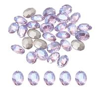 sourcing map 24Pcs Oval Pointed Back Rhinestone, 6 x 8mm Oval Faceted Glass Rhinestone Gems Pointed Back Faceted Glass Beads for Jewelry Making DIY Crafts Shoes Crystal, Purple Blue