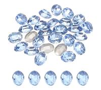 sourcing map 24Pcs Oval Pointed Back Rhinestone, 6 x 8mm Oval Faceted Glass Rhinestone Gems Pointed Back Faceted Glass Beads for Nail DIY Jewelry Making Crafts Shoes Crystal, Crystal Blue