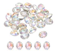 sourcing map 24Pcs Oval Pointed Back Rhinestone, 6 x 8mm Oval Faceted Glass Rhinestone Gems Pointed Back Faceted Glass Beads for Jewelry Making DIY Crafts Shoes Crystal, AB White