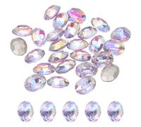 sourcing map 24Pcs Oval Pointed Back Rhinestone, 6 x 8mm Oval Faceted Glass Rhinestone Gems Pointed Back Faceted Glass Beads for Nail DIY Jewelry Making Crafts Shoes Crystal, AB Crystal Purple