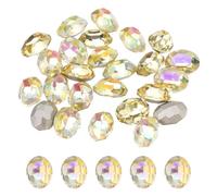 sourcing map 24Pcs Oval Pointed Back Rhinestone, 6 x 8mm Oval Faceted Glass Rhinestone Gems Pointed Back Faceted Glass Beads for Jewelry Making DIY Crafts Shoes Crystal, AB Yellow