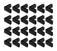 sourcing map 24Pcs Plastic Glass Connector, Suitable for 5mm Thick l Shaped Glass to Glass Clamp, Fixing Bracket Rimless Clip Holder for Aquarium Fish Tank Display Shelves, Black