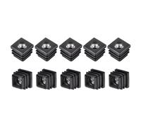 sourcing map 24Pcs Plastic Threaded Tube Inserts with M8 Thread, for 0.78"x0.78" OD Square Tube, Adjustable Square Black Plastic Plug Caster Insert Chair End Caps Furniture Leg Plug