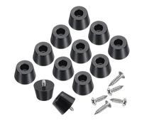sourcing map 24pcs Rubber Feet Bumpers Buffer Conical Rubber Feet Pad with 5mm Screws for Cutting Board, Cutting Board Feet Non-Slip, Cutting Board Rubber Feet (Black, 0.6"H x 1.1"D)