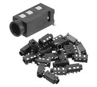 sourcing map 24Pcs Stereo Jack Socket, 1/8" 3.5mm 4 Pin PJ-320D PCB Mount Female Socket Headphone Audio Connector for Microphone, Earphone, Media Player, MP3/MP4 Player, Black