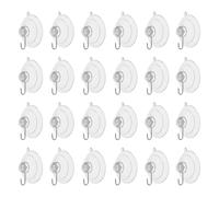 sourcing map 24pcs Suction Cup Hooks 1.20" Powerful Vacuum Suction Shower Hooks Waterproof Reusable Wreath Cup Bathroom Hook Load 2.2 lbs for Kitchen Restroom Window Wall Glass Door, Clear
